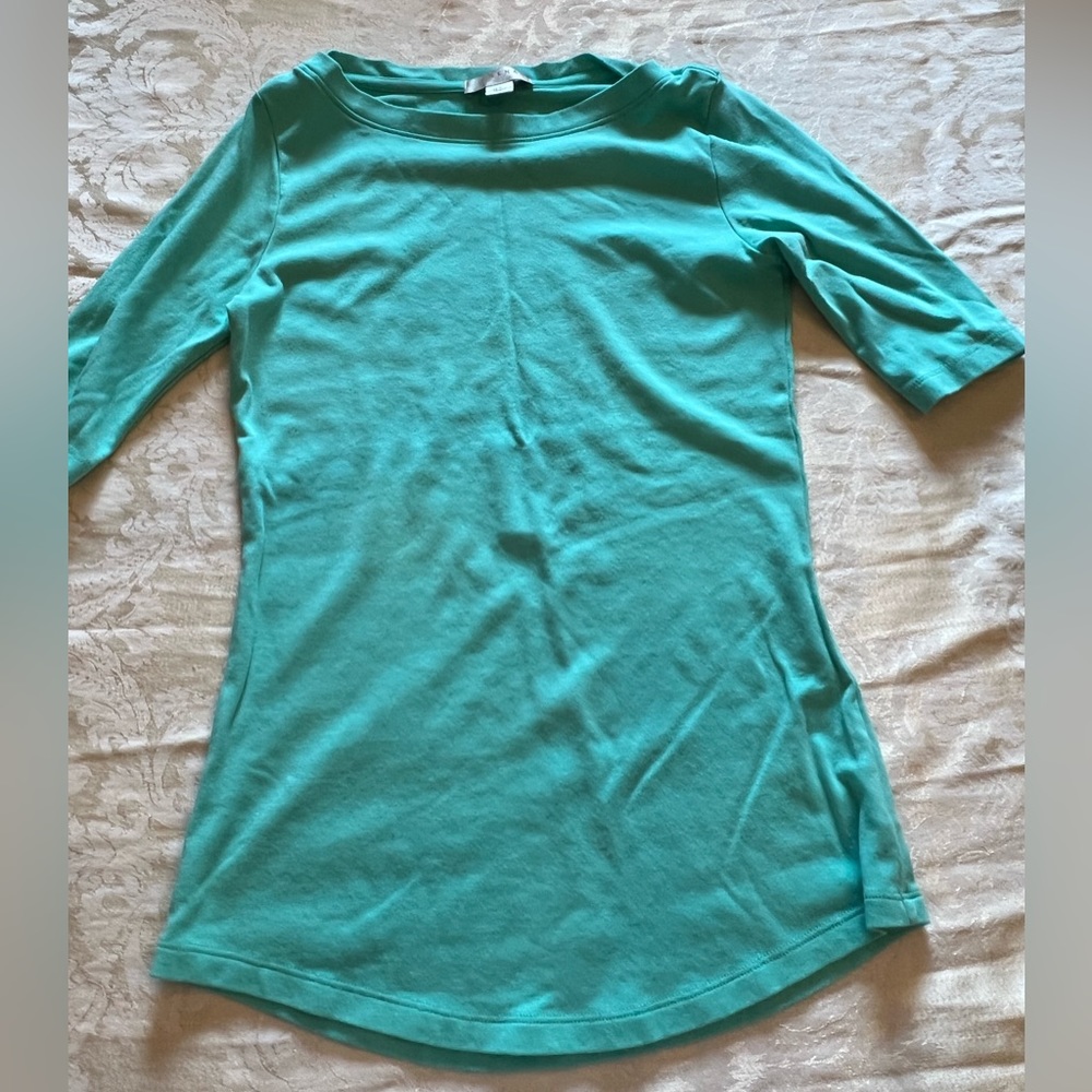 Kenar boatneck short sleeve tee Turquoise cotton/modal/spandex